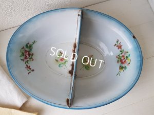 画像2: Japy社ホーローすみれ柄持ち手付ベイスン