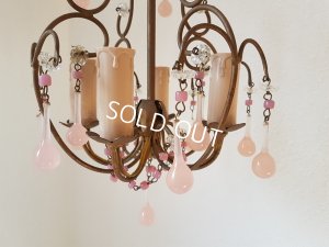 画像4: ピンクオパリンガラスシャンデリア