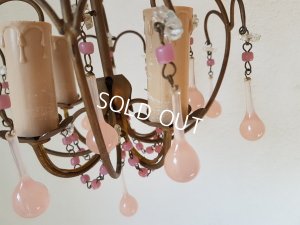 画像5: ピンクオパリンガラスシャンデリア