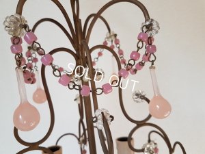 画像6: ピンクオパリンガラスシャンデリア