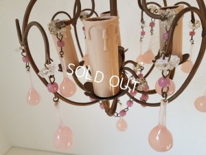 画像7: ピンクオパリンガラスシャンデリア