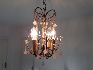 画像10: ピンクオパリンガラスシャンデリア