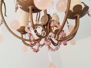 画像19: ピンクオパリンガラスシャンデリア