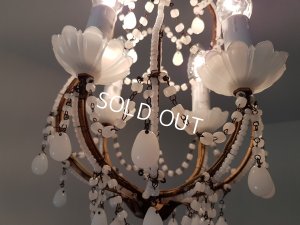 画像17: ホワイトオパリンガラスシャンデリア