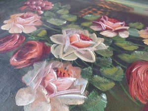 画像5: アンティークローズ花かご柄油絵