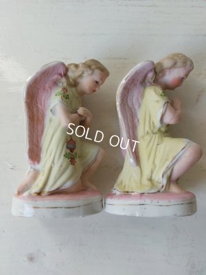 画像5: アンティークビスクペアエンジェル像
