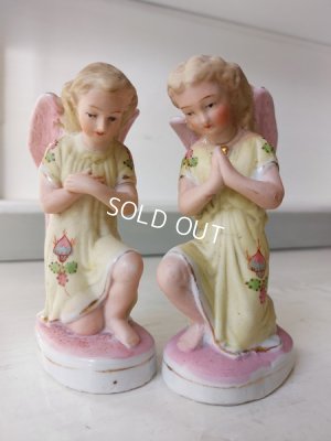 画像3: アンティークビスクペアエンジェル像
