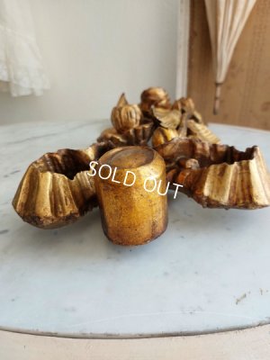 画像9: アンティークウッドローズ装飾パーツ