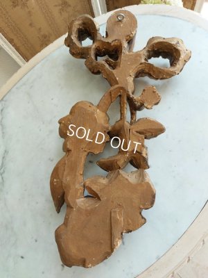 画像12: アンティークウッドローズ装飾パーツ