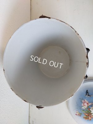 画像9: BFアンティークホーローローズ柄ペイル