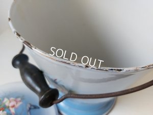 画像14: BFアンティークホーローローズ柄ペイル