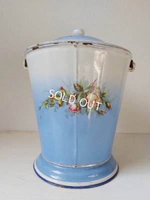 画像5: BFアンティークホーローローズ柄ペイル