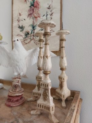 antiquewoodencandlesticks