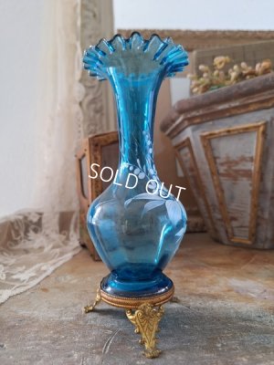 画像8: アンティークブルーガラス一輪挿し