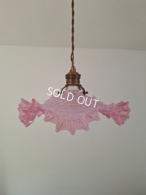 画像2: ピンクオパールセントガラスランプシェード