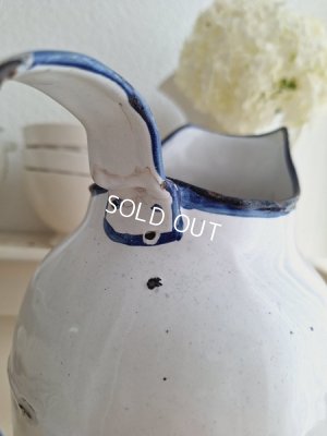 画像13: アンティークホーロー小鳥柄ピッチャー