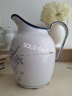 画像5: アンティークホーロー小鳥柄ピッチャー