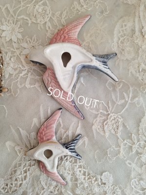 画像2: アンティーク陶器ツバメ2羽セット