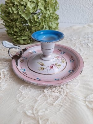 画像7: ホーロー手描きローズ柄キャンドルスティック