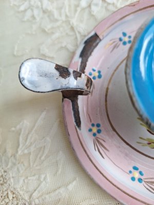 画像12: ホーロー手描きローズ柄キャンドルスティック