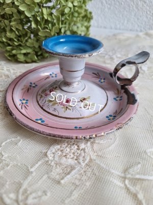 画像6: ホーロー手描きローズ柄キャンドルスティック