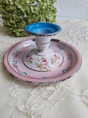 画像9: ホーロー手描きローズ柄キャンドルスティック