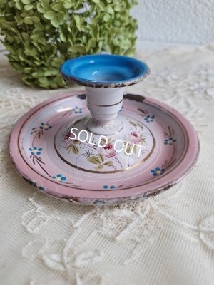 画像9: ホーロー手描きローズ柄キャンドルスティック