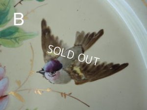 画像8: ホーロー製小鳥とローズ柄手描きプレート