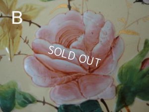 画像9: ホーロー製小鳥とローズ柄手描きプレート