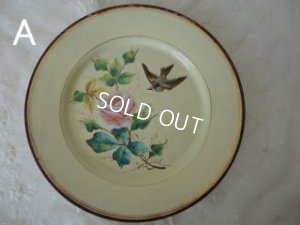 画像2: ホーロー製小鳥とローズ柄手描きプレート