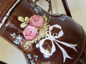 画像2: ホーローリボンとローズ柄コーヒーポット