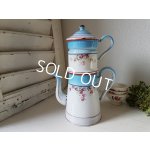 画像: ホーロー手描きローズ柄コーヒーポット