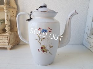 画像3: ホーロー白小鳥柄コーヒーポット