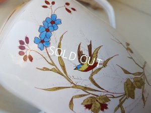 画像9: ホーロー白小鳥柄コーヒーポット