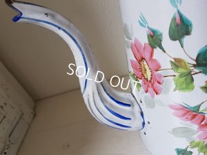 画像9: ホーロー白手描き花柄コーヒーポット