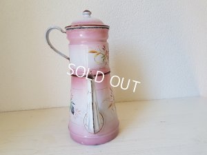 画像4: ホーローピンク花柄手描きコーヒーポット