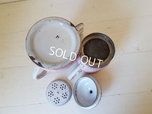 画像6: ホーローピンク花柄手描きコーヒーポット