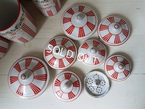 画像14: BB赤ストライプローズガーランドキャニスターとポット