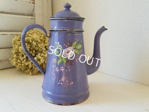 画像2: パープルホーローローズ柄コーヒーポット