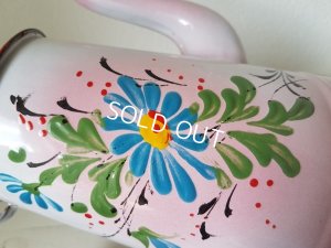 画像2: ホーローピンク手描きコーヒーポット