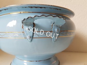 画像5: ホーローブルーローズ柄手描きスーピエール