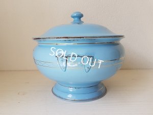 画像12: ホーローブルーローズ柄手描きスーピエール