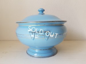 画像11: ホーローブルーローズ柄手描きスーピエール