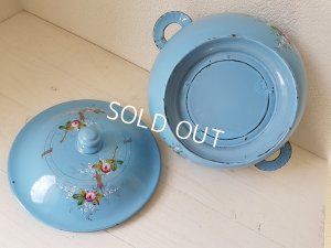 画像9: ホーローブルーローズ柄手描きスーピエール