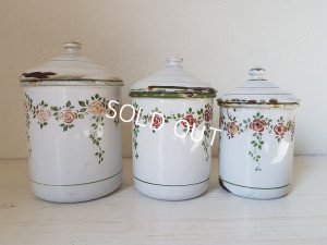 画像3: アンティークホーローローズ柄キャニスター