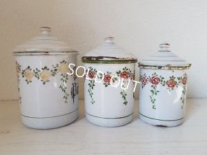 画像4: アンティークホーローローズ柄キャニスター