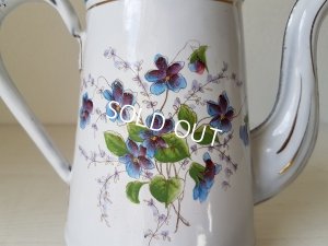 画像12: ホーロー白すみれ柄コーヒーポット