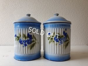 画像10: アンティークホーロー花柄キャニスター