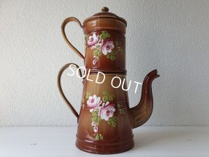 画像14: アンティークホーローローズ柄コーヒーポット
