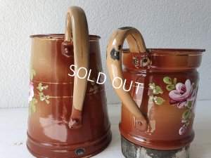 画像8: アンティークホーローローズ柄コーヒーポット